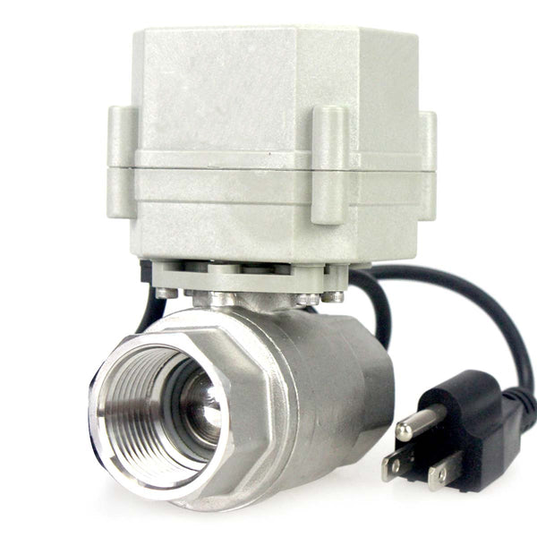 HSH-Flo 1/2" 3/4" 1"  2 Way  110V/230VAC With U.S. 3 Pin Plug Stainless Steel Electrical Motorized Ball Valve