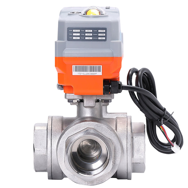 RS485 Modbus 3 Way L Port Stainless Steel 304 Motorized Electrical Control Ball Valve