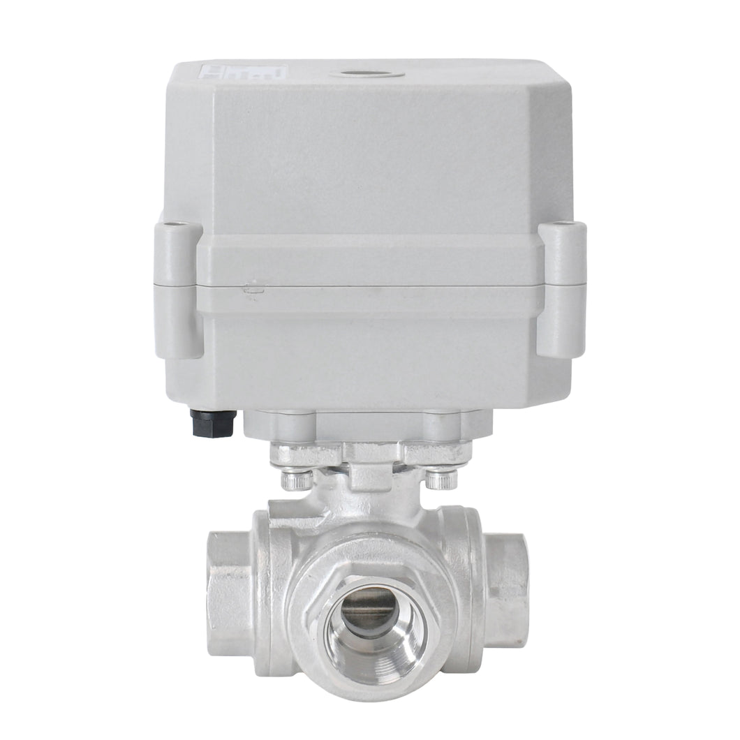 HSH-Flo Stainless Steel 3 Way L-type AC110-230V CR303 Electric Motorized Ball Valve 3 Wires Switching Control Valve