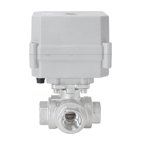 HSH-Flo Stainless Steel 3 Way L-type DC12V CR201 Electric Motorized Ball Valve 2 Wires Switching Control Valve