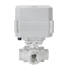 Load image into Gallery viewer, HSH-Flo Stainless Steel 3 Way L-type AC24V/DC12-24V CR301 Electric Motorized Ball Valve 3 Wires Switching Control Valve
