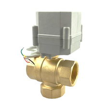Load image into Gallery viewer, HSH-Flo Brass 3 Way T-type AC/DC9-24V CR202 Electric Motorized Ball Valve 2 Wires Switching Control Valve Auto Return When Power Off
