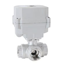 Load image into Gallery viewer, HSH-Flo Stainless Steel 3 Way L-type AC110-230V CR502 Electric Motorized Ball Valve 5 Wires Switching Control Valve Auto Return When Power Off &amp; Position Feedback

