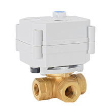 Load image into Gallery viewer, HSH-Flo Brass 3 Way L-type AC/DC9-24V CR202 Electric Motorized Ball Valve 2 Wires Switching Control Valve Auto Return When Power Off
