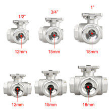 Load image into Gallery viewer, HSH-Flo Stainless Steel 3 Way L-type DC12V CR501 Electric Motorized Ball Valve 5 Wires Switching Control Valve Position Feedback
