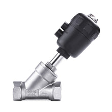 Load image into Gallery viewer, Pneumatic Angle Seat Valve Stainless Steel Internal Thread Single-acting Normally Closed Type Plastic/Stainless Steel Actuator
