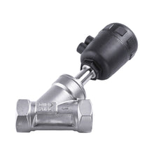 Load image into Gallery viewer, Pneumatic Angle Seat Valve Stainless Steel Internal Thread Single-acting Normally Closed Type Plastic/Stainless Steel Actuator
