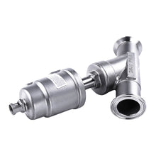 Load image into Gallery viewer, Pneumatic Angle Seat Valve Plastic/Stainless Steel Actuator Single-acting Normally Closed Stainless Steel Quick Install Clamp Type
