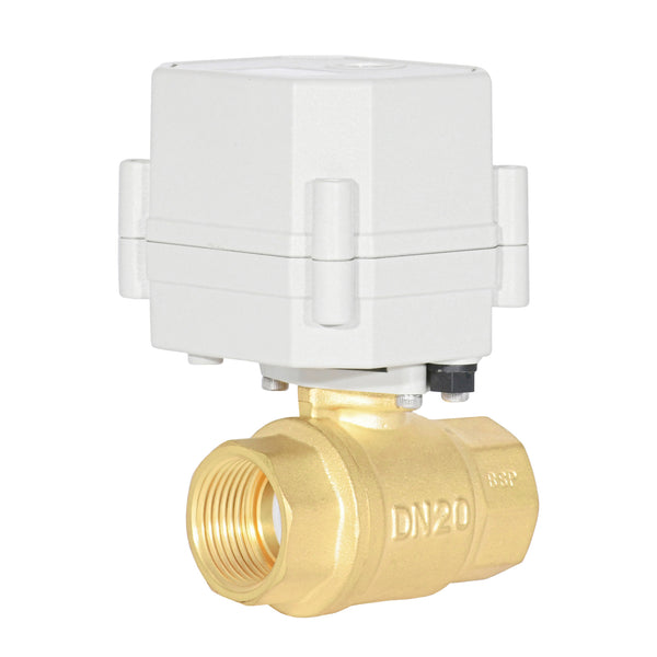 HSH-Flo Brass 2 Way AC/DC9-24V CR305 Electric Motorized Ball Valve 3 Wires Switching Control Valve Auto Return When Power Off