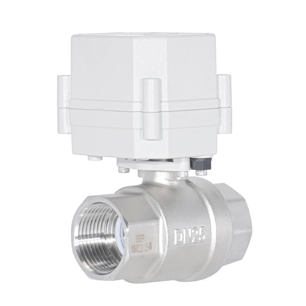 HSH-Flo Stainless Steel 2 Way AC/DC9-24V CR202 Electric Motorized Ball Valve 2 Wires Switching Control Valve Auto Return When Power Off