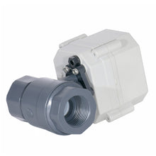 Load image into Gallery viewer, HSH-Flo PVC 2 Way AC110-230V CR502 Electric Motorized Ball Valve 5 Wires Switching Control Valve Auto Return When Power Off &amp; Position Feedback
