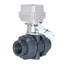 Load image into Gallery viewer, HSH-Flo PVC 2 Way DC24V CR201 Electric Motorized Ball Valve 2 Wires Switching Control Valve
