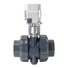 Load image into Gallery viewer, HSH-Flo PVC 2 Way AC110-230V CR202 Electric Motorized Ball Valve 2 Wires Switching Control Valve Auto Return When Power Off
