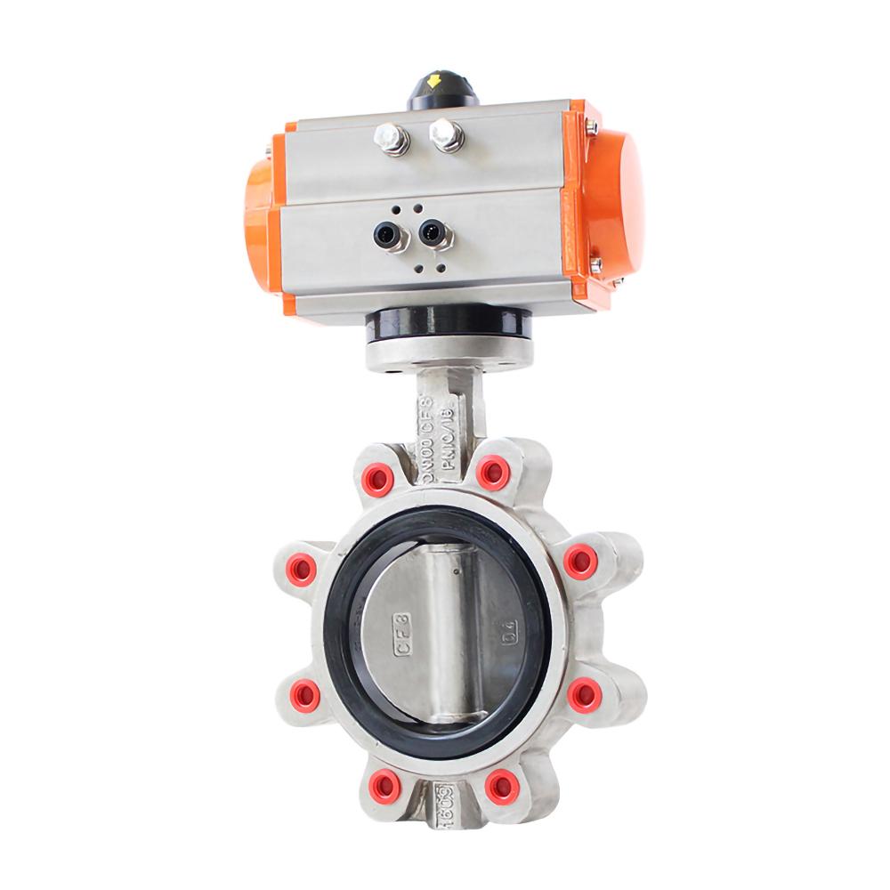 Pneumatic Stainless Steel Lug Type Butterfly Valve Corrosion Resistance PTFE Seat Stainless Steel Plate Wafer Type Butterfly Valve