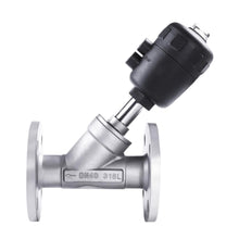 Load image into Gallery viewer, Stainless Steel Flange Type Pneumatic Angle Seat Valve Single-acting Normally Closed Plastic/Stainless Steel Actuator
