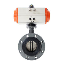 Load image into Gallery viewer, Pneumatic Ductile Iron Flange Type Butterfly Valve Weak Acid-base Medium PTFE Seat Stainless Steel Plate Butterfly Valve
