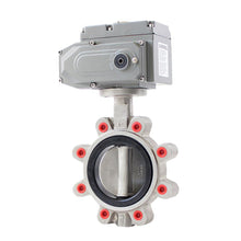 Load image into Gallery viewer, Electric Stainless Steel Lug Type Butterfly Valve AC220V Corrosion Resistance PTFE Seat Stainless Steel Plate Wafer Type Butterfly Valve
