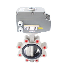 Load image into Gallery viewer, Electric Stainless Steel Lug Type Butterfly Valve AC220V Corrosion Resistance PTFE Seat Stainless Steel Plate Wafer Type Butterfly Valve
