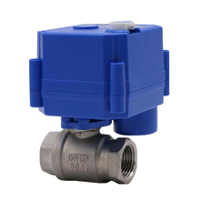 Load image into Gallery viewer, Stainless Steel/Brass Miniature Electric Valve 2 Way Ball Valve 1/2&quot; 3/4&quot; 1&quot; Two Wires Control Valve CR04 DC9-24V Power-off Reset With Manual
