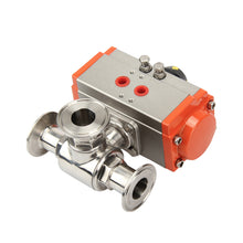 Load image into Gallery viewer, Sanitary Stainless Steel 316 T/L-type 3 Way Pneumatic Ball Valve Φ19~89 Clamp Type Compression And Corrosion Resistance Quick Connect Valve
