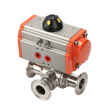 Load image into Gallery viewer, Sanitary Stainless Steel 304 T/L-type 3 Way Pneumatic Ball Valve Φ19~89 Clamp Type Compression And Corrosion Resistance Quick Connect Valve
